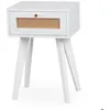 Image de MENZZO Table de chevet 1 tiroir avec cannage Dalgora L40cm Blanc
