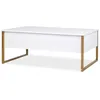Image de MENZZO Table basse moderne Valmain 60x90cm Blanc et Métal Or
