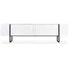 Image de MENZZO Meuble TV moderne avec 2 portes Valmain L180cm Blanc et Métal Noir