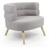 Image de MENZZO Fauteuil design scandinave arrondi Riviani Tissu bouclette Gris