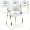 Image de MENZZO Lot de 4 chaises Tabata Tissu Bouclette Crème - Chaises Salle À Manger