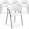 Image de MENZZO Lot de 4 chaises Tabata Métal Noir et Tissu bouclette Crème - Chaises Salle À Manger