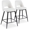 Image de MENZZO Lot de 2 chaises de bar Ecuador Métal Noir et Tissu bouclette Crème