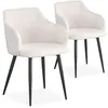 Image de MENZZO Lot de 2 chaises Paoline Tissu Bouclette Crème - Chaises Salle À Manger