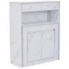 Image de MENZZO Console extensible avec rangement Fontano Effet marbre blanc
