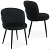 Image de MENZZO Lot de 2 chaises modernes matelassées Malawi Velours Noir - Chaises Salle À Manger