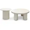Image de MENZZO Ensemble de 2 tables basses rondes avec piètement style colonne Storia Crème