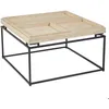 Image de MENZZO Table basse carrée avec plateau compartimenté réversible 80x80cm Duplix Effet Travertin Beige