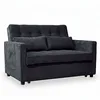Image de MENZZO Canapé convertible 2 places Komaria Velours côtelé Noir -Canapé : L133 x P94 x H87 cmSurface de couchage : L115 x P193