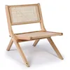 Image de MENZZO Chaise pliante Masdam Bois massif naturel et cannage en rotin - Chaises Salle À Manger