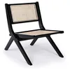 Image de MENZZO Chaise pliante Masdam Bois massif brun foncé et cannage en rotin - Chaises Salle À Manger