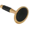 Image de Brosse slicker - ZOLUX - 17 cm - 3 en 1 démêle & supprime poils morts - Manche bambou - Dents inox