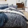Image de Housse de couette en percale de coton ZEPHYR - ESSIX - 260 x 240 cm - Bleu/Vert