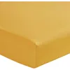Image de Drap housse uni en percale de coton bonnet de 30cm PREMIÈRE - ESSIX - 90 x 200 cm - Jaune Sahara