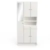 Image de Colonne de salle de bain - 5 Portes - 1 tiroir - 2 niches - miroir - Blanc mat - L82 x P32 x H180 cm - Made in France