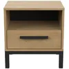Image de CALICOSY - Chevet 1 tiroir et 1 niche décor chêne et noir mat L446 cm - CRAFT - Bois clair