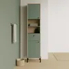 Image de Meuble de salle de bain - Colonne - 2 portes - tiroir + niches - L388 x P33 x H2015cm - Vert et chêne - DEMEYERE