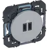 Image de Double prise USB Type C - LEGRAND - Dooxie - 3A (15A/sortie) - Aluminium brossé - Encastrable