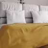 Image de Jeté de lit - Adèle - Moutarde - 180x220 cm - 70% coton - Fines rayures ton sur ton