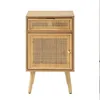 Image de CALICOSY - Table de chevet avec cannage en rotin naturel - MIYA - Bois clair