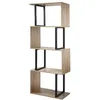 Image de CALICOSY - Bibliothèque 4 Niveaux Décor Bois et Montants Métal - H148 cm - Bois clair
