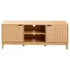 Image de CALICOSY - Meuble TV 2 niches et 2 portes aux façades effet vague L140 cm - BOLOGNE - Bois clair