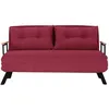 Image de CALICOSY - Canapé lit 2 places convertible en tissu avec pieds en métal L133 cm - SANDO - Bordeaux