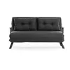 Image de CALICOSY - Canapé lit 2 places convertible en tissu avec pieds en métal L133 cm - SANDO - Gris foncé
