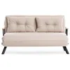 Image de CALICOSY - Canapé lit 2 places convertible en tissu avec pieds en métal L133 cm - SANDO - Ecru