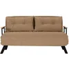 Image de CALICOSY - Canapé lit 2 places convertible en tissu avec pieds en métal L133 cm - SANDO - Taupe