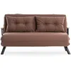 Image de CALICOSY - Canapé lit 2 places convertible en tissu avec pieds en métal L133 cm - SANDO - Marron