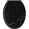 Image de Abattant en marbre noir - MDF FSC - GELCO - Déclipsable - Charnières en métal graphite brossé