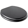 Image de Abattant WC Noir/Chrome - MDF FSC - Charnières Frein de Chute - GELCO