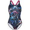 Image de Maillot de bain 1 pièce femme Arena Pro Allover - Black/multi freakrose - Bleu - Adulte - Femme