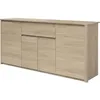 Image de Buffet bas - Panneaux de particules - Décor chêne dakota - 4 portes + 1 tiroir - Betty - L 185 x P 46 x H 855 cm