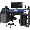 Image de Bureau gamer Gaming - Panneaux de particules - Gris ombre et noir - L 180 x P 67 x H 92 cm - PARISOT