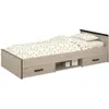 Image de Lit enfant PARISOT Zodiac - 90x200 cm - Panneaux de particules - Décor chêne et noir - Rangement