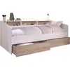 Image de Lit banquette 2 tiroirs 90 x 200/190 cm - MDF - Mat décor chêne et blanc - JOY - 2339ENSE
