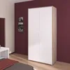 Image de Armoire de chambre AALBORG - Décor Blanc et chêne - 2 portes battantes - L100 x P502 x H2043 cm - PARISOT