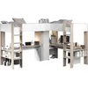 Image de Lit double mezzanine combiné enfant ALEXANDRA avec 2 bureaux et rangements - 2x90x200 cm - Blanc/Chêne - Sommiers inclus - PARISOT