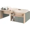 Image de Lit combiné enfant 90x190/200 cm JADE - Chêne / Vert céladon - Bureau et rangements - PARISOT