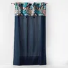 Image de Rideau à oeillets 140x240 uni top métallisé pompons Alianor bleu coton