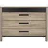 Image de Commode 4 tiroirs effet bois chêne clair avec finition laquée noire