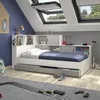 Image de GAMI Erwan Lit enfant avec rangements - Décor blanc et gris- 90 x 200 cm