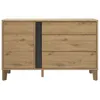 Image de Commode rivoli 3 tiroirs 1 porte effet bois chêne beige