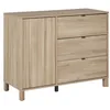 Image de Commode calypso 3 tiroirs 1 porte effet bois chêne doré effet claustra