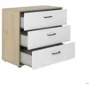 Image de Commode 3 tiroirs effet bois mat blanc/châtaignier