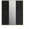 Image de Armoire 3 portes effet bois noir mat avec miroir central