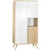 Image de Armoire 3 portes 1 niche 207x102x57cm en bois blanc