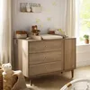 Image de Commode 3 tiroirs et 1 porte avec détail imitation bois texturé et pieds bois - MOKKA